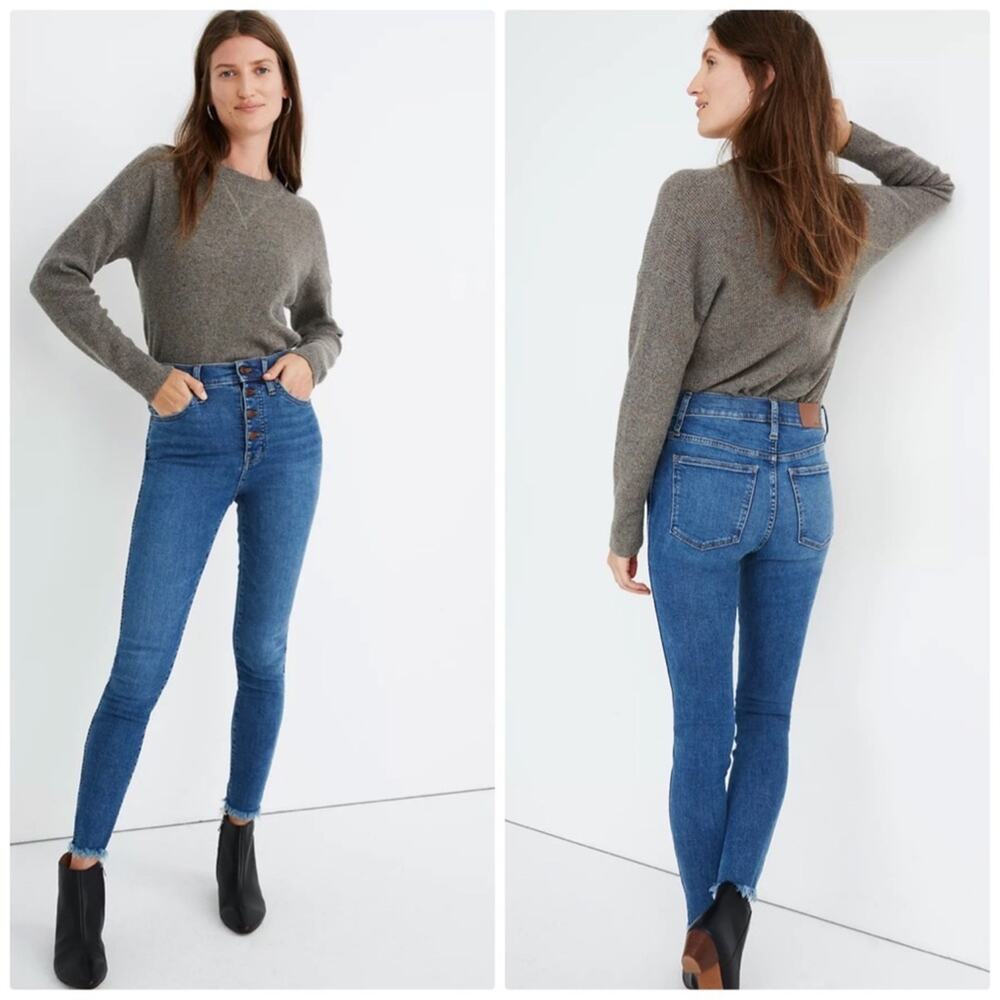 Madewell Petite 10 High-Rise Skinny Jeans in Mackey Wash: Button-Front Edition
